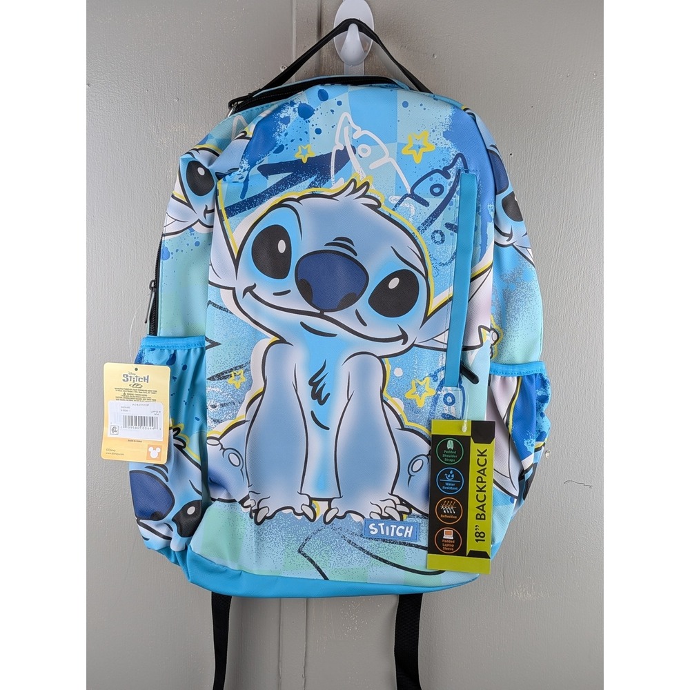Disney Lilo & Stitch 18 Inch Backpack Blue Padded Laptop Sleeve Water Resistant